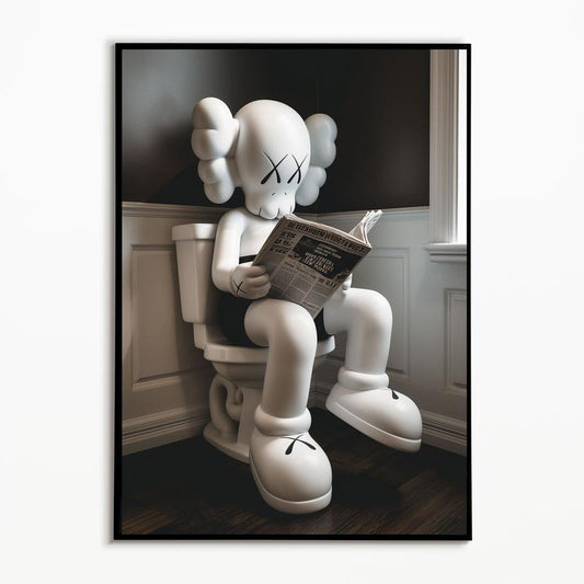 Kaws on the Toilet, Hypebeast Single Poster No Framed, KAWS Graffiti Poster, Kaws Figure Sitting on the Toilet ,Toys